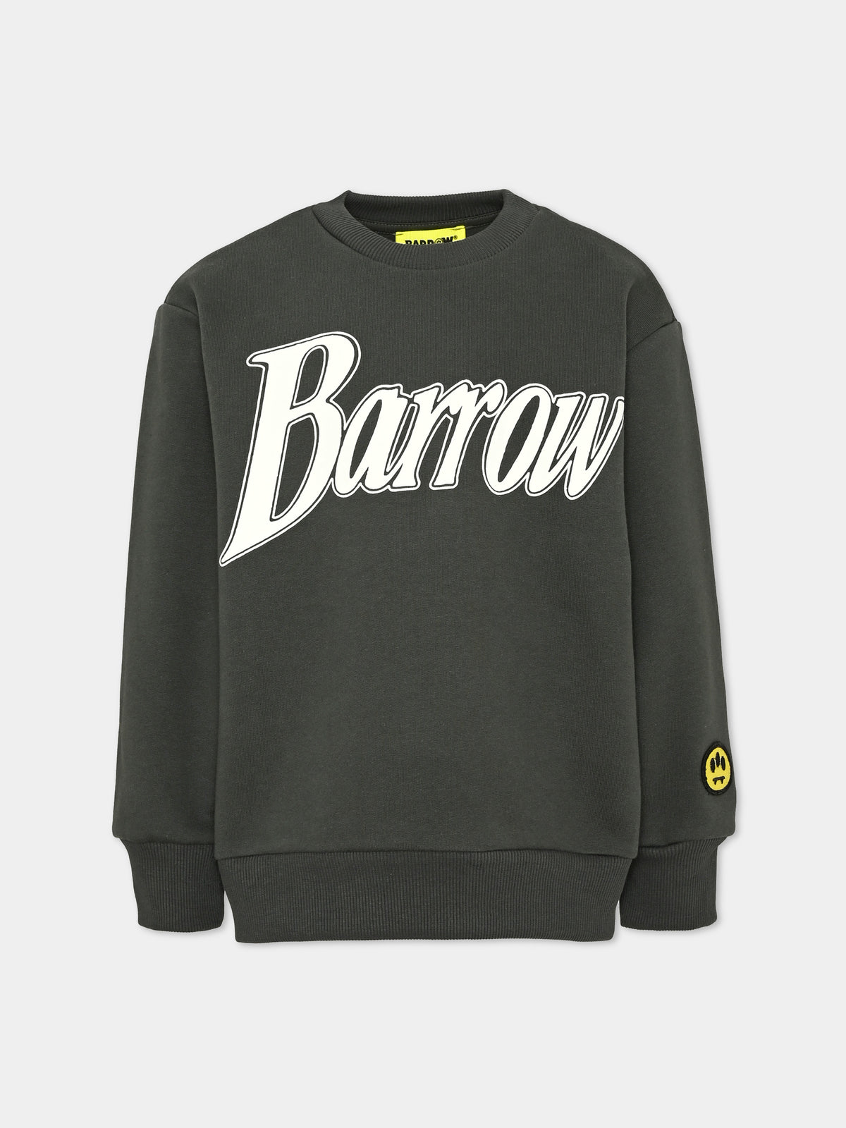 Felpa girocollo verde con logo per bambini,Barrow,F6BKJUSW162 080
