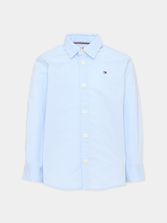 Camicia a manica lunga azzurra per bambino,Tommy Hilfiger Junior,KB0KB10601 C1O