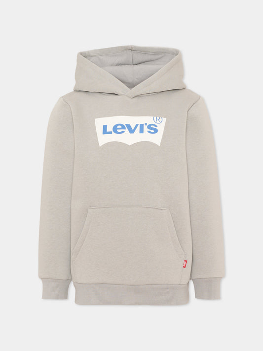 Felpa con cappuccio grigia per bambino,Levi's Kids,8E8778 GKG