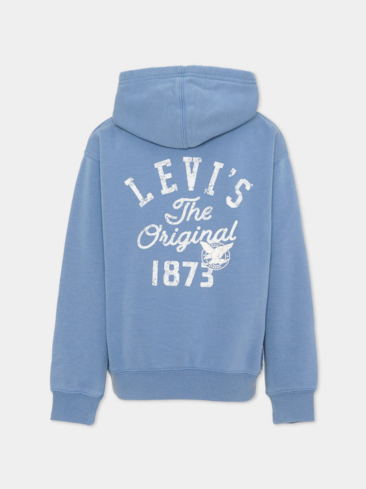 Felpa con cappuccio azzurra con logo per bambino,Levi's Kids,8ER563 U6F