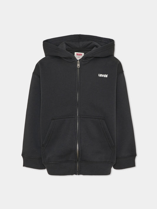 Felpa con zip e cappuccio nera per bambino,Levi's Kids,8ER729 G52