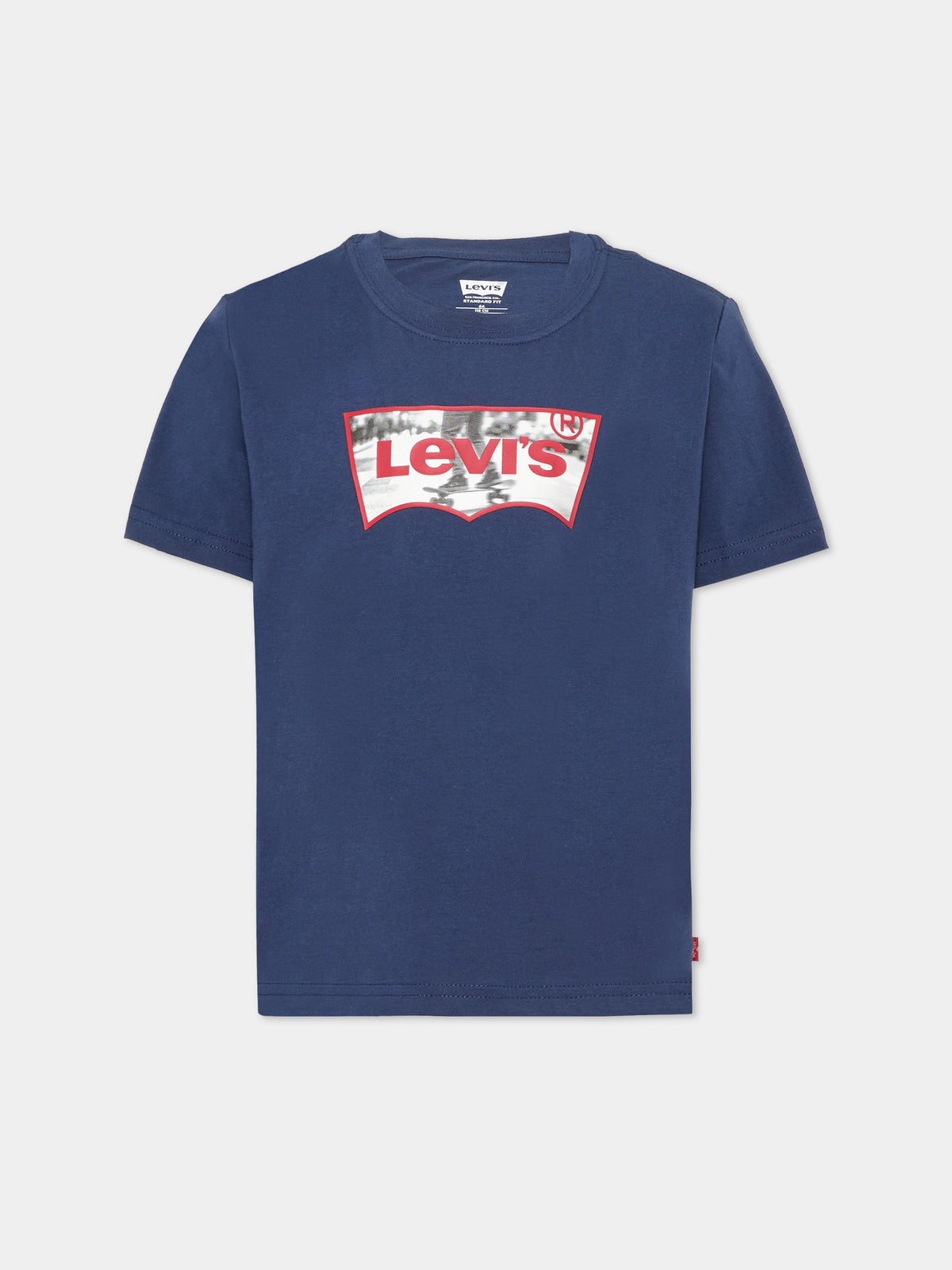 T-shirt a manica corta blu con logo per bambino,Levi's Kids,8ER749 BCF