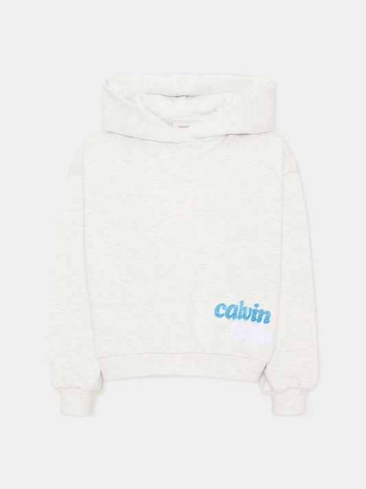 Felpa con cappuccio grigia per bambino con logo,Calvin Klein Kids,LVCKTJB37G PMT