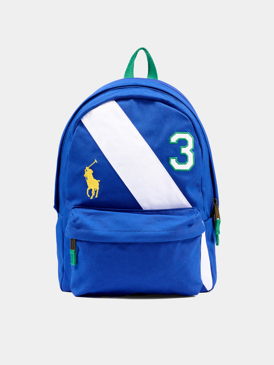Zaino azzurro per bambino con logo,Ralph Lauren Kids,9AR192 BJK