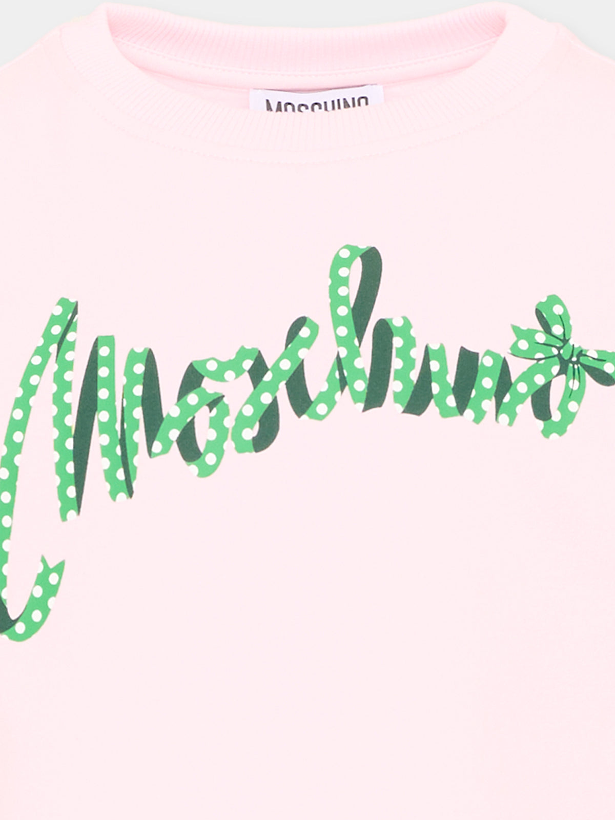 Felpa girocollo rosa con logo per bambina,Moschino Kids,HDF06Y LDA63 51121
