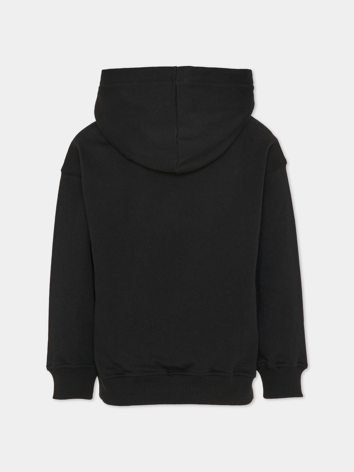 Felpa con cappuccio nera con logo per bambino,Moschino Kids,HUF0A5 LCA92 60100