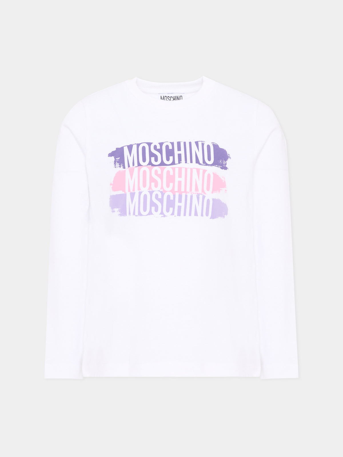 T-shirt a manica lunga con logo per bambina,Moschino Kids,HVO00J LAA57 10101