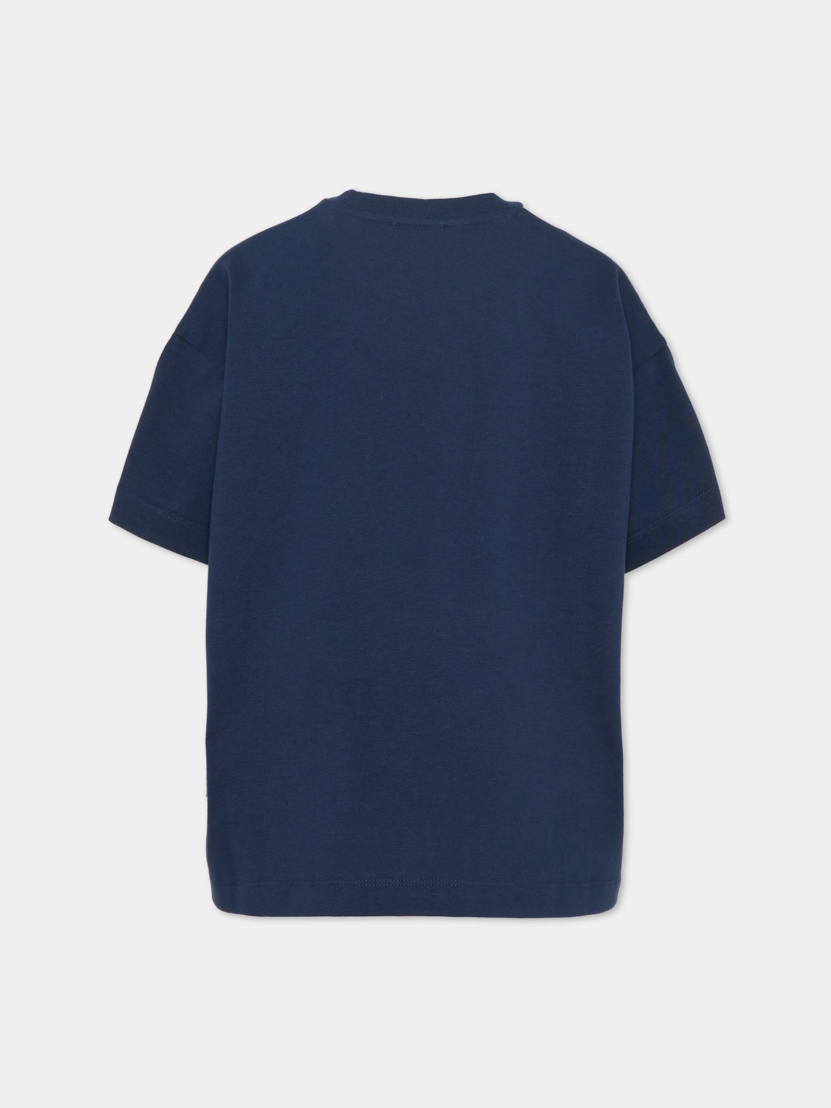 T-shirt a manica corta blu con logo per bambini,Etro,GZ8P01 Z3672 617