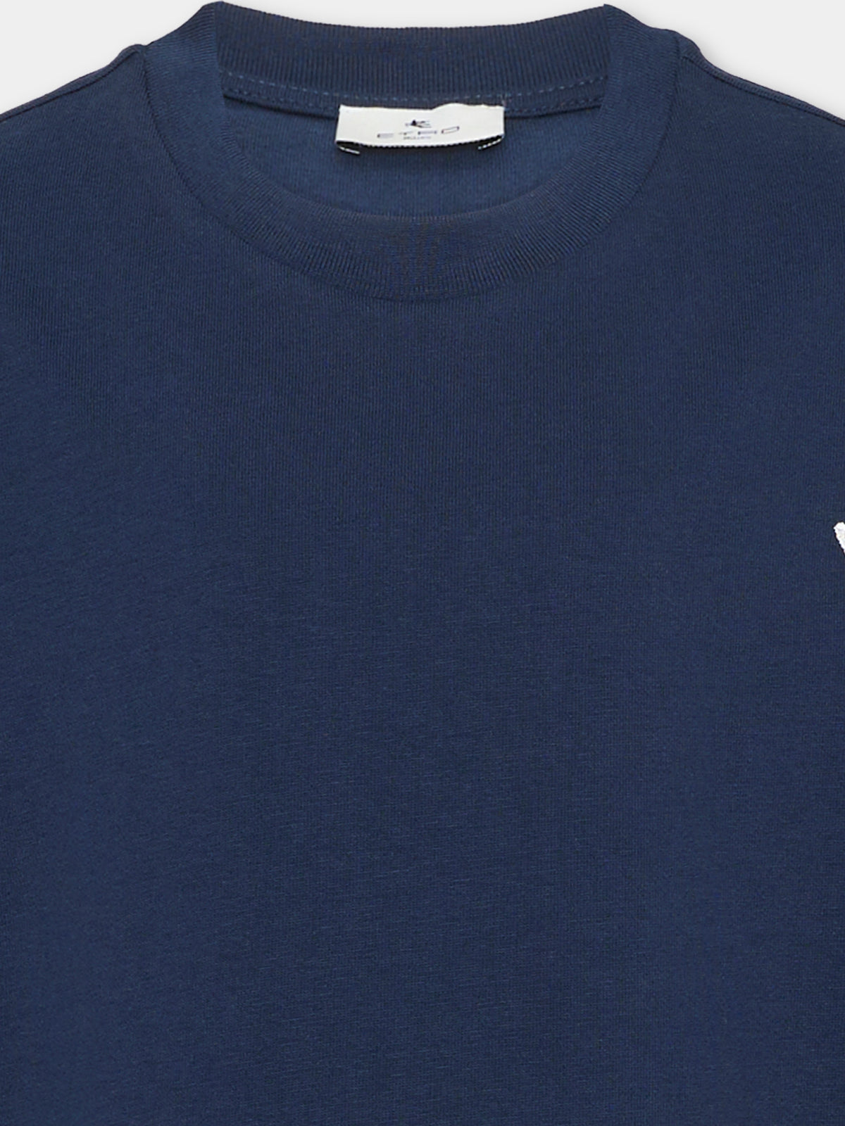 T-shirt a manica corta blu con logo per bambini,Etro,GZ8P01 Z3672 617