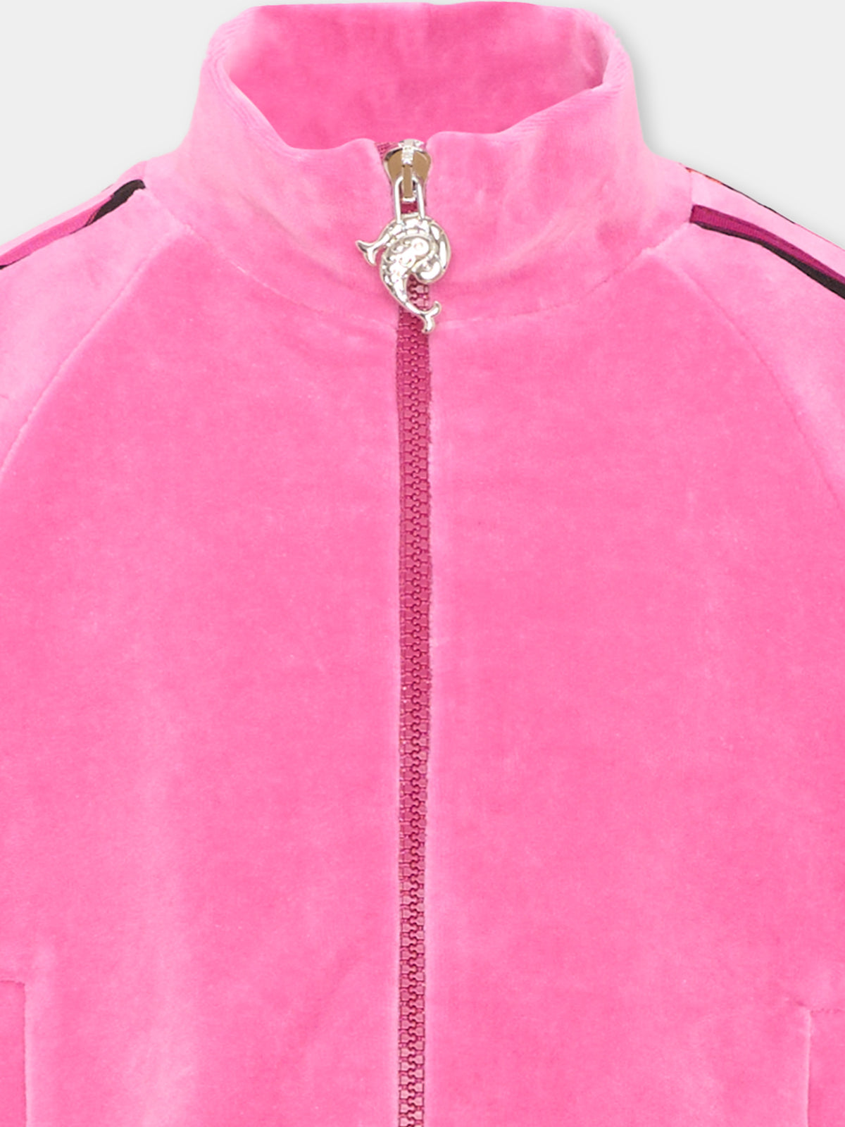 Felpa con zip fucsia per bambina in ciniglia,Emilio Pucci Junior,PZ4A60 Z4007 543