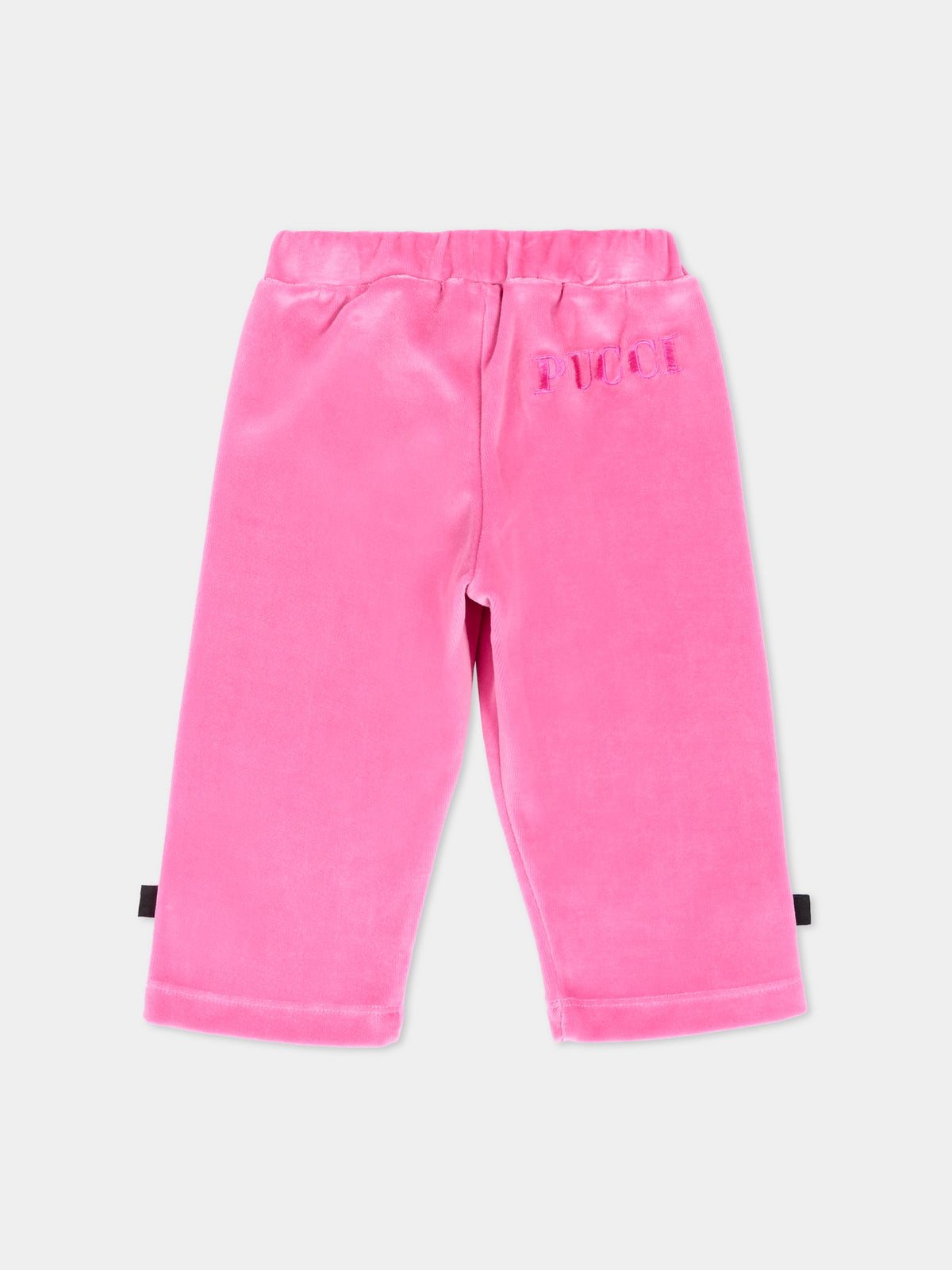Pantalone sportivo fucsia per neonata con logo in ciniglia,Emilio Pucci Junior,PZ6040 Z4007 543