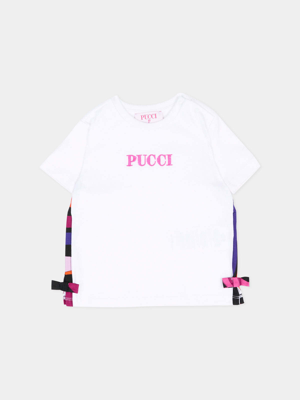 T-shirt a manica corta bianca con logo per neonata,Emilio Pucci Junior,PZ8051 Z3672 100