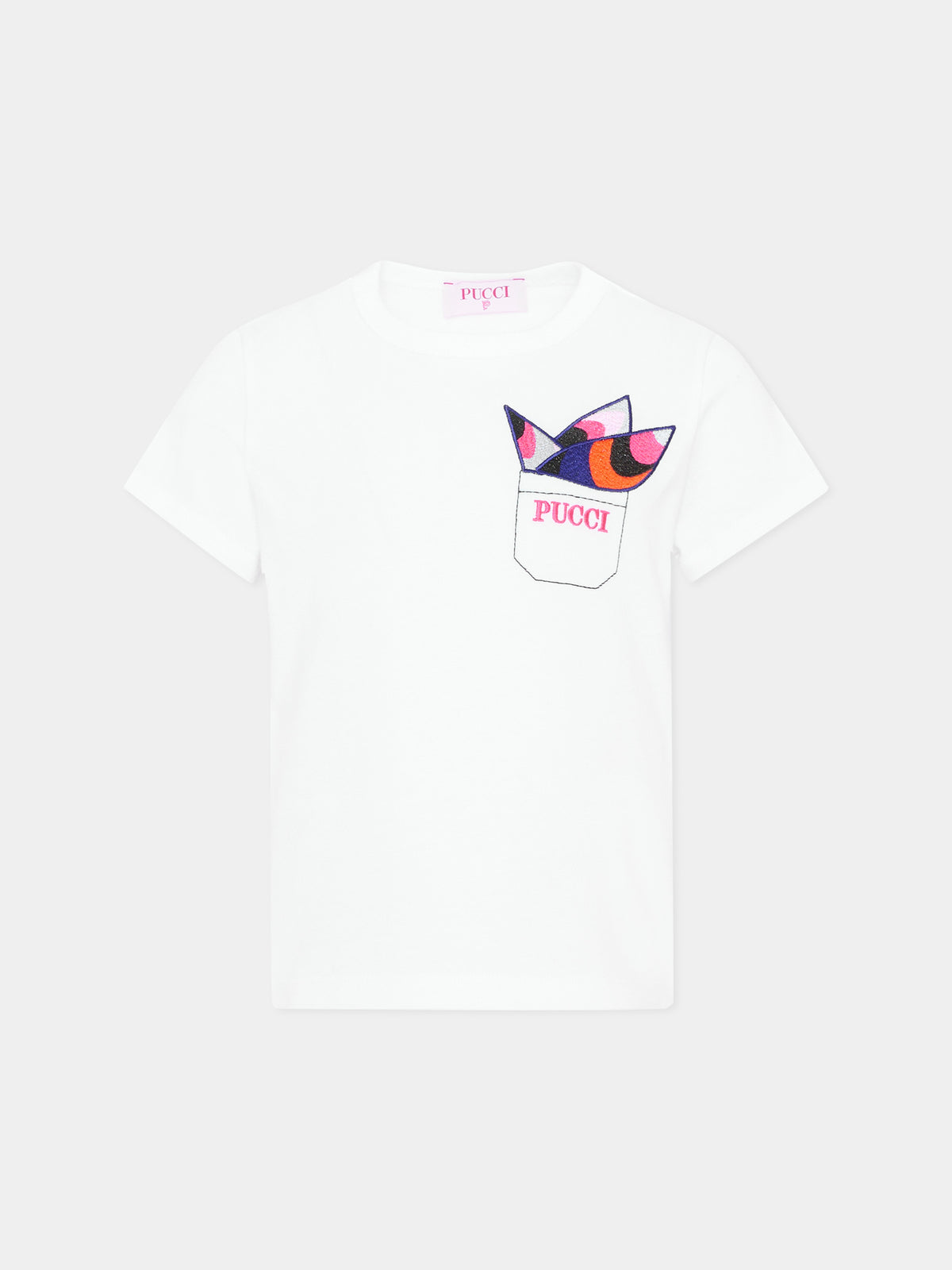 T-shirt a manica corta con logo per bambina,Emilio Pucci Junior,PZ8A81 Z3672 100