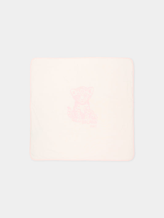 Coperta avorio per neonata con logo,Balmain Kids,BZ0010 Z3672 102RS