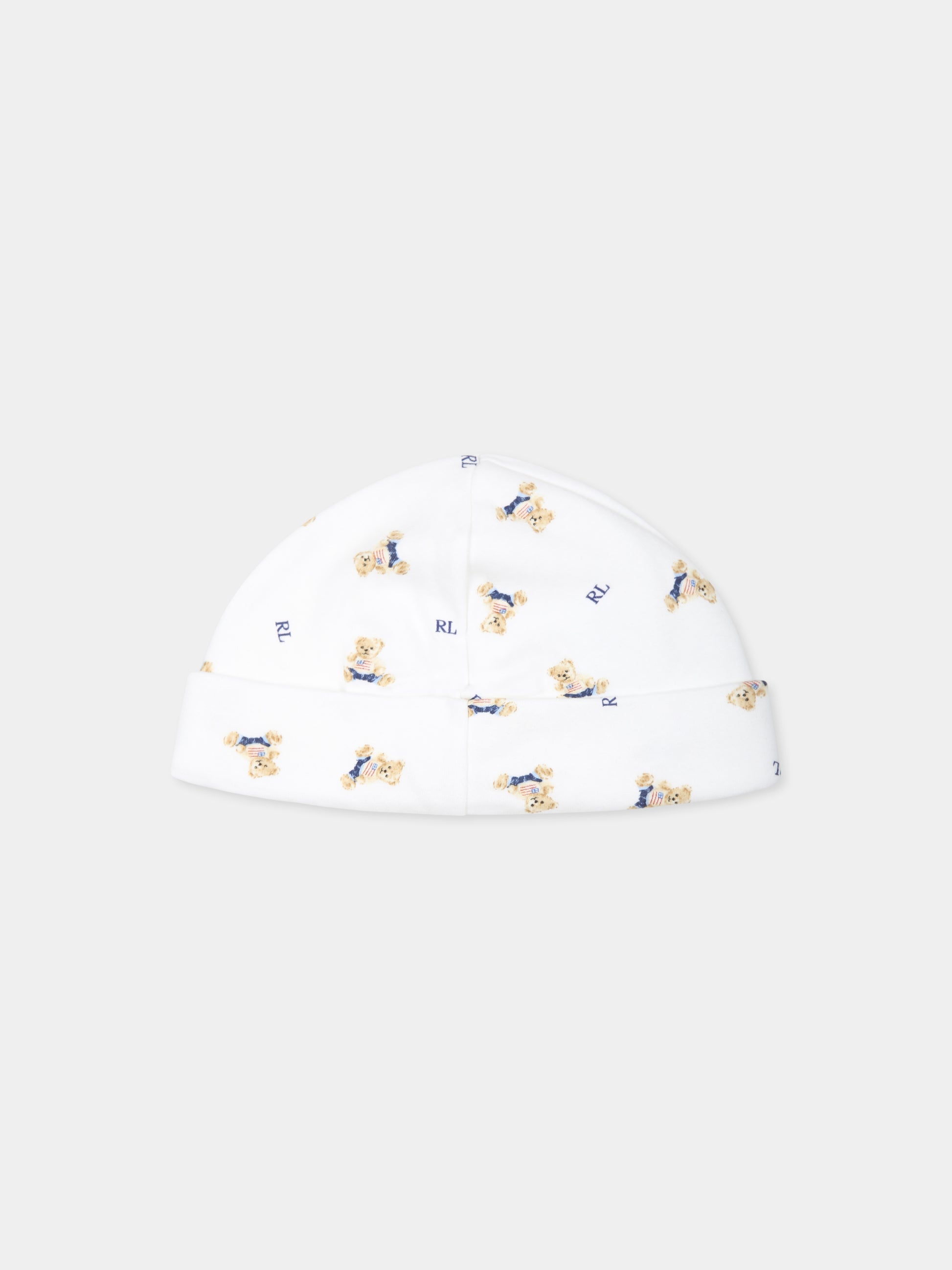 Cappello bianco per neonato con orsetti,Ralph Lauren Kids,682723001