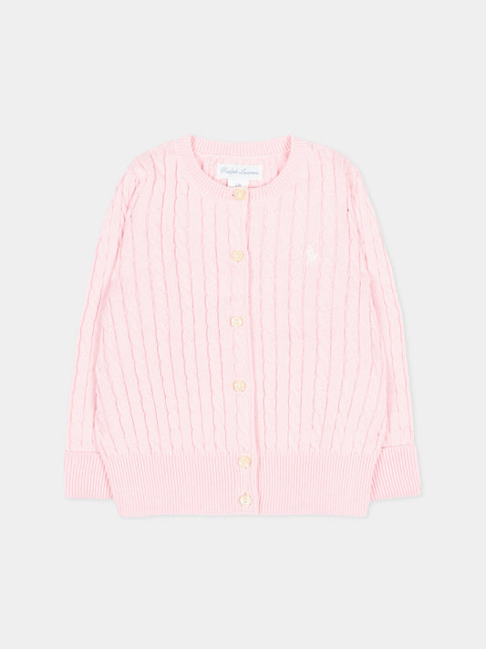 Pink cardigan for babygirl with iconic pony