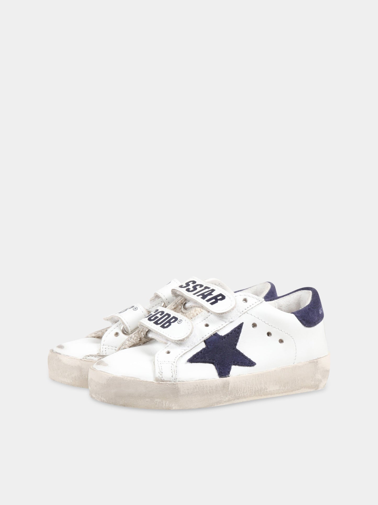 White ''Old school'' sneaker for kids with blue star