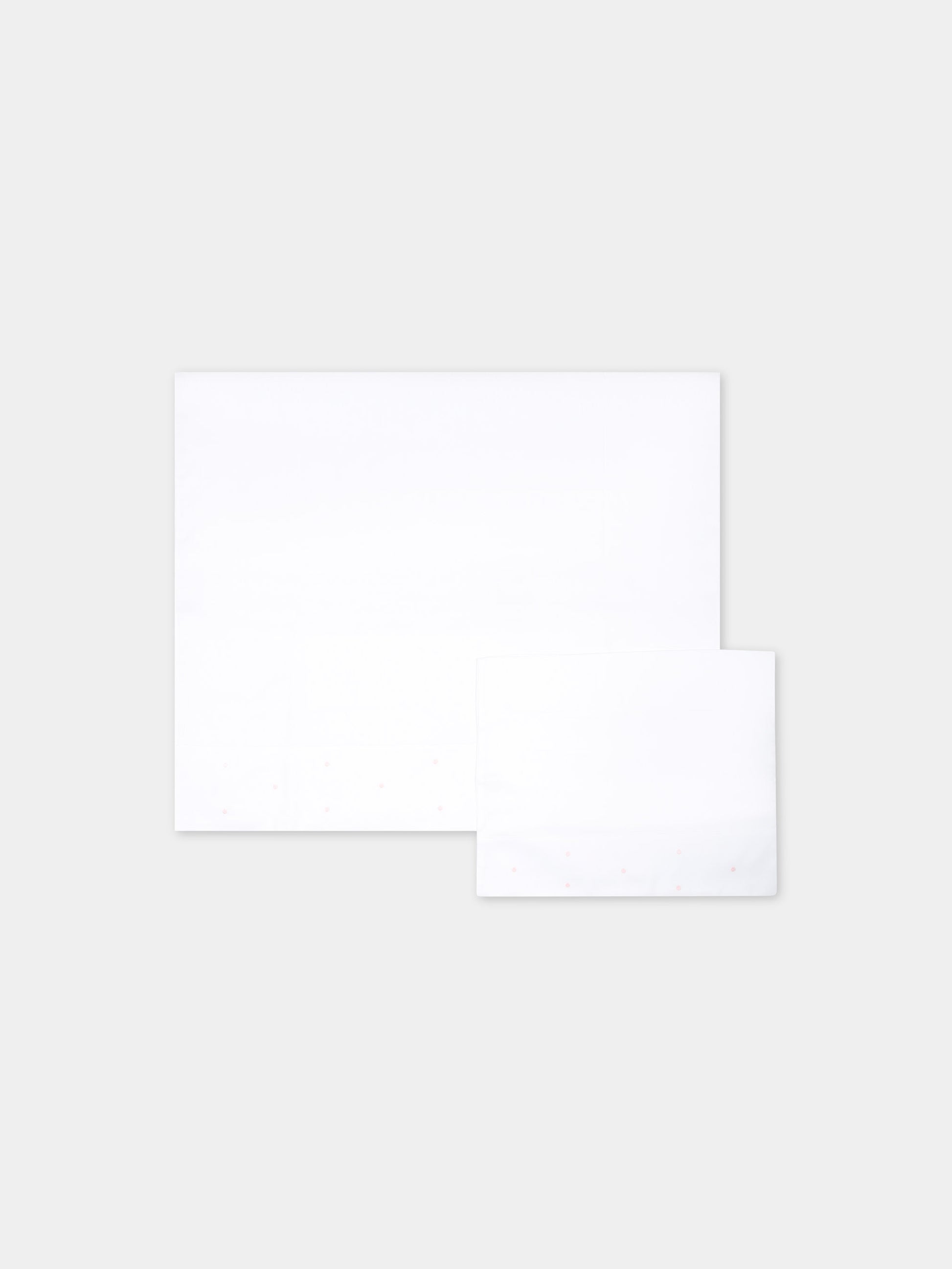 Set lenzuola bianche per neonata con pois rosa,Little Bear,2040 BIANCO/ROSA