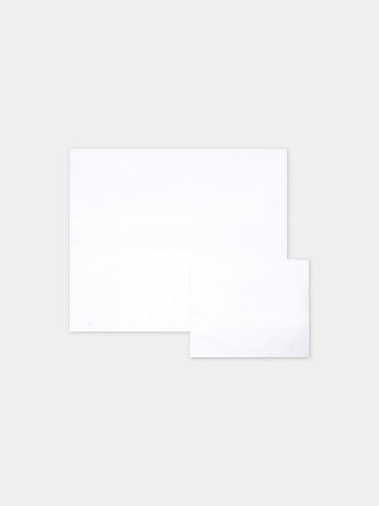 Set lenzuola bianche per neonata con pois rosa,Little Bear,2040 BIANCO/ROSA