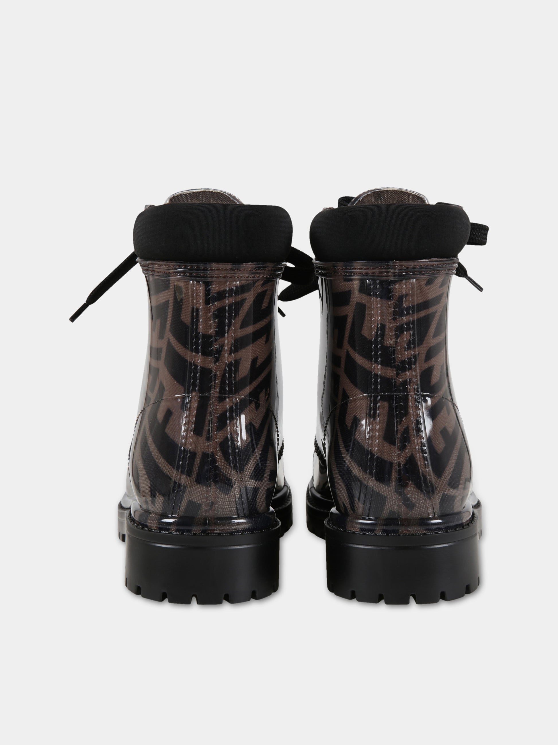 Anfibi marroni per bambini con logo vertigo,Fendi Kids,JMR375 AE88