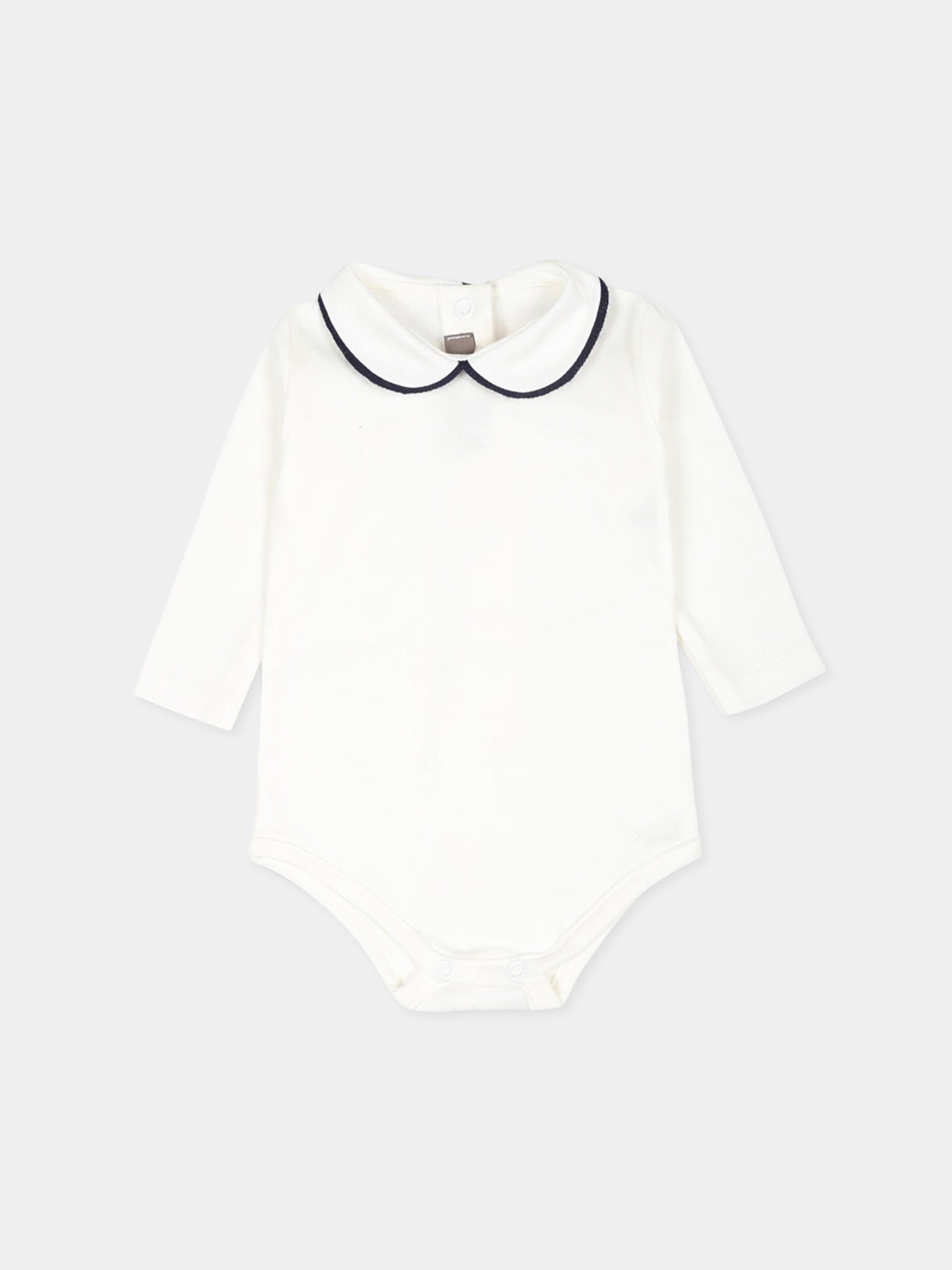 Body bianco per neonati con profilo blu,Little Bear,3027 LATTE/BLU