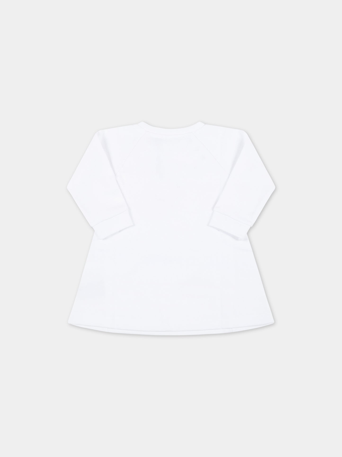 Vestito bianco per neonata con logo argentato,Balmain Kids,6Q1860 F0015 100AG
