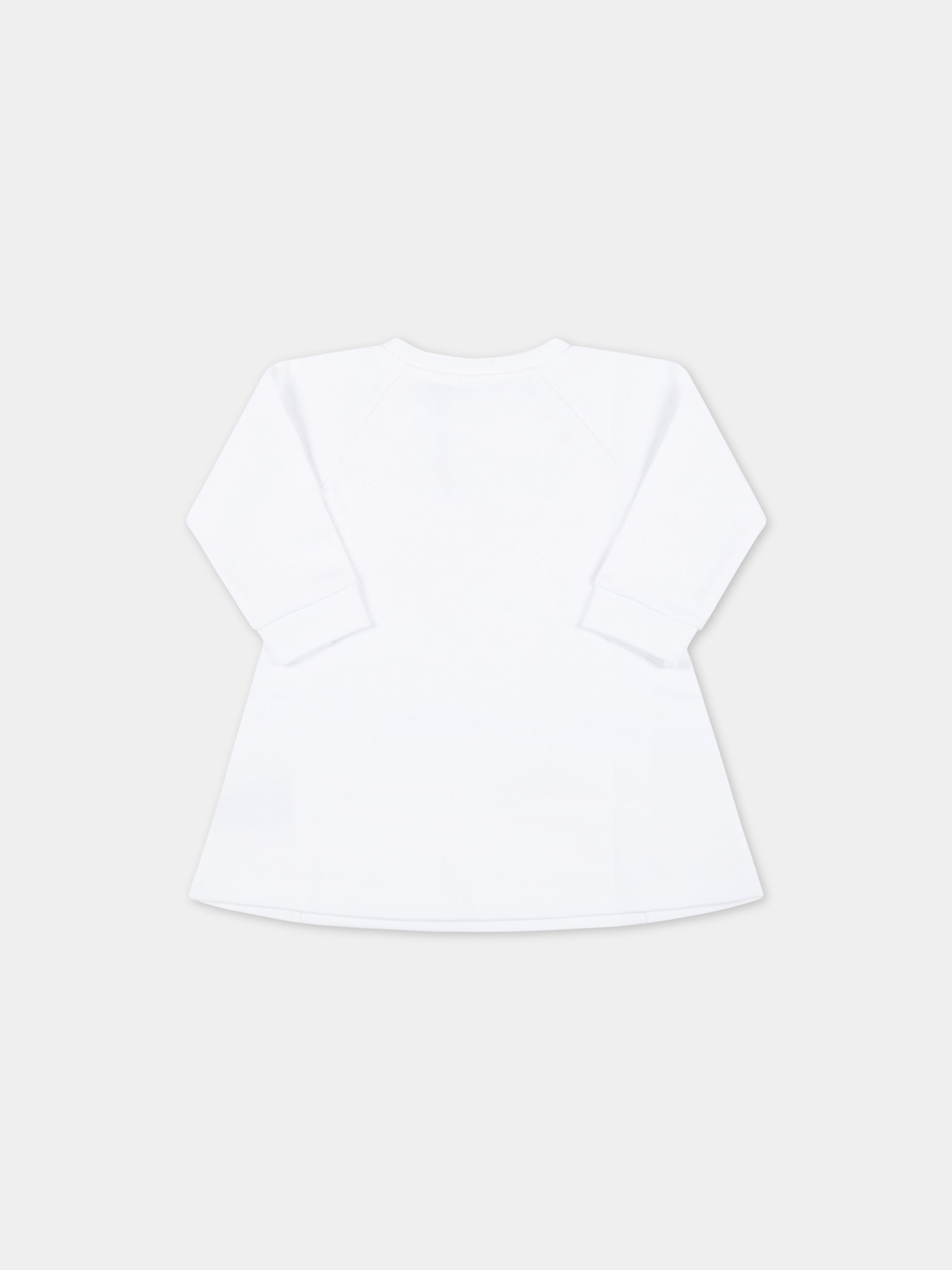 Vestito bianco per neonata con logo argentato,Balmain Kids,6Q1860 F0015 100AG