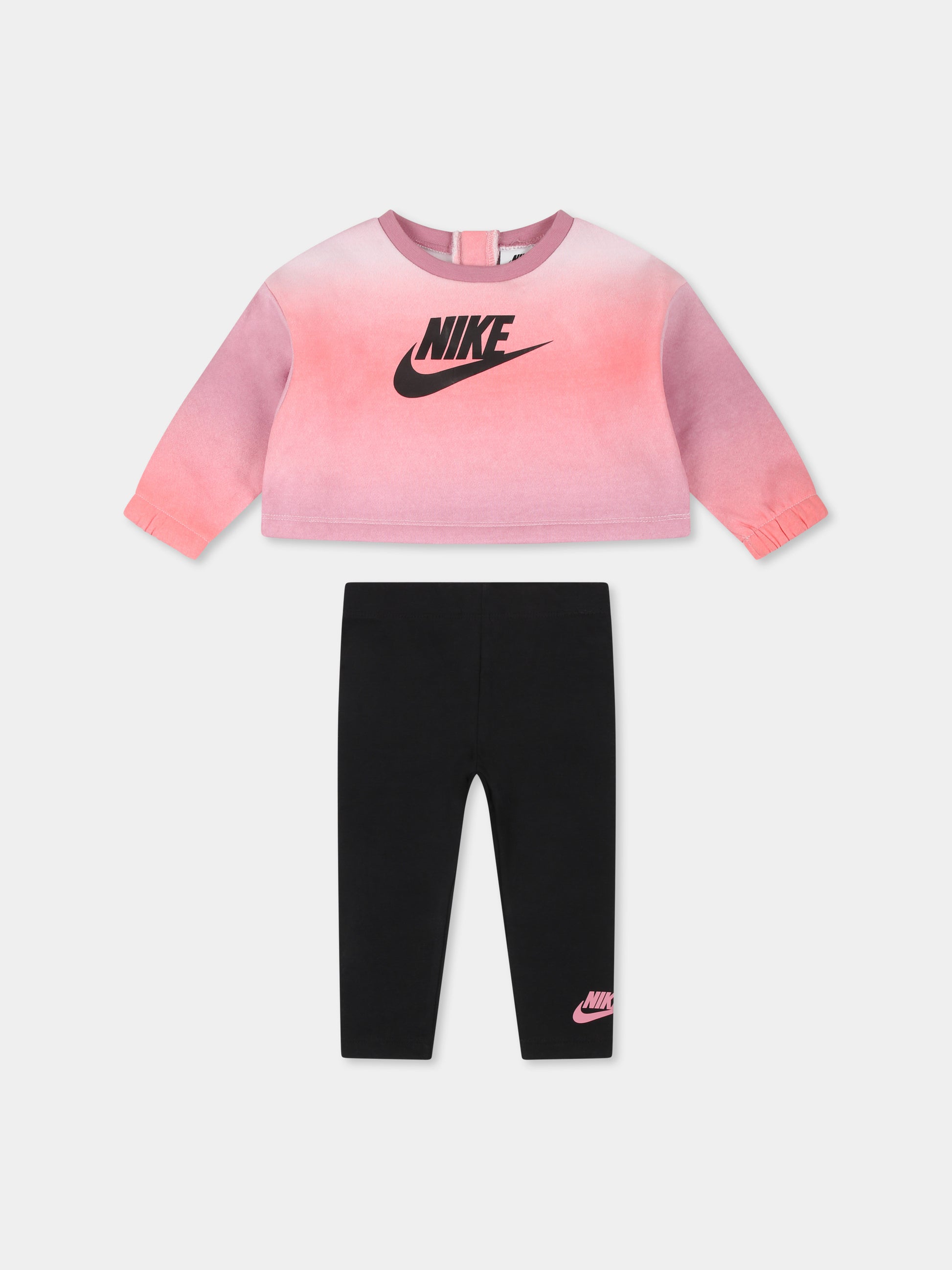 Completo multicolor sportivo per neonata con logo nero,Nike,16J753 023