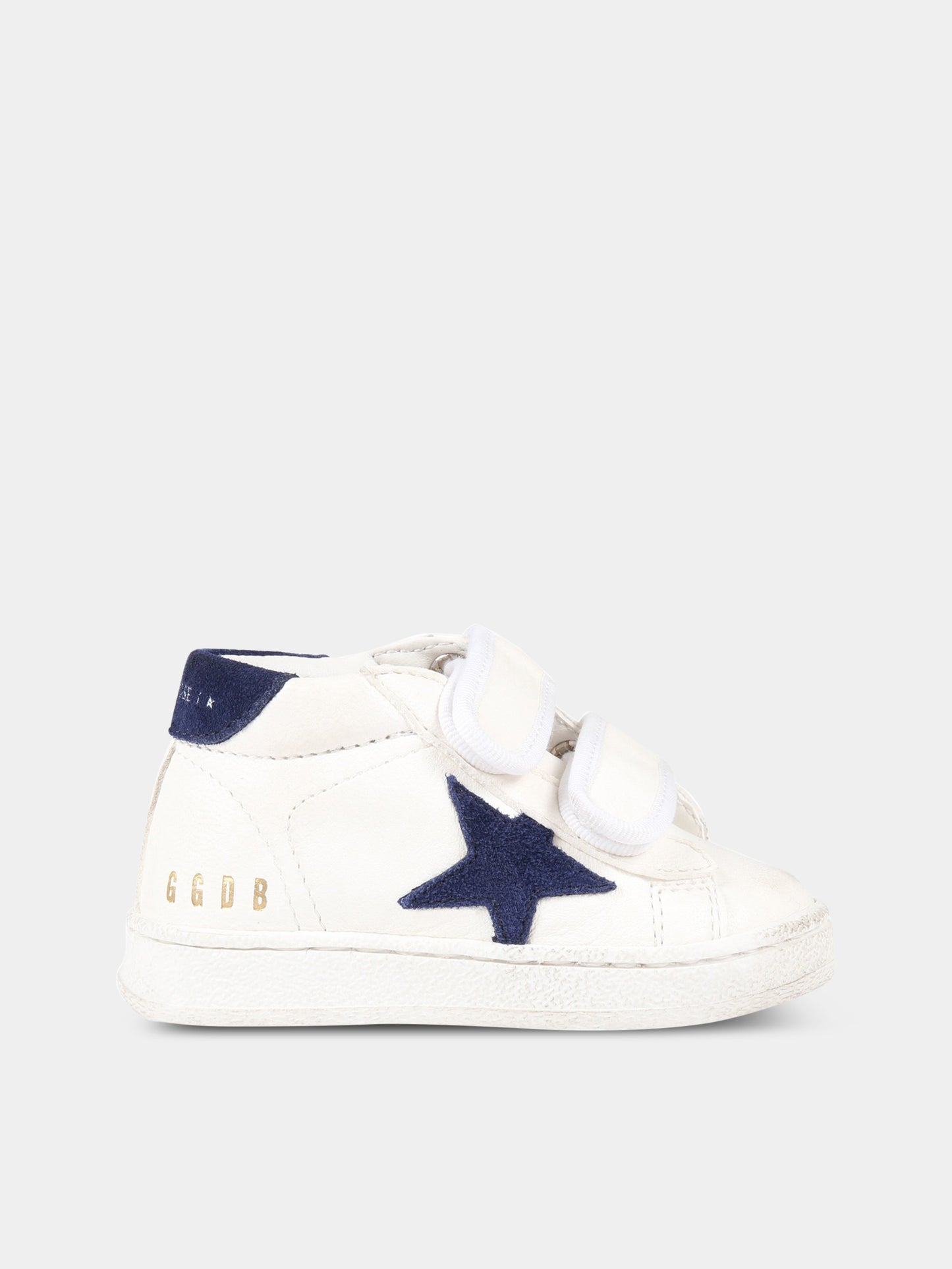 White sneakers for kids with logo and star