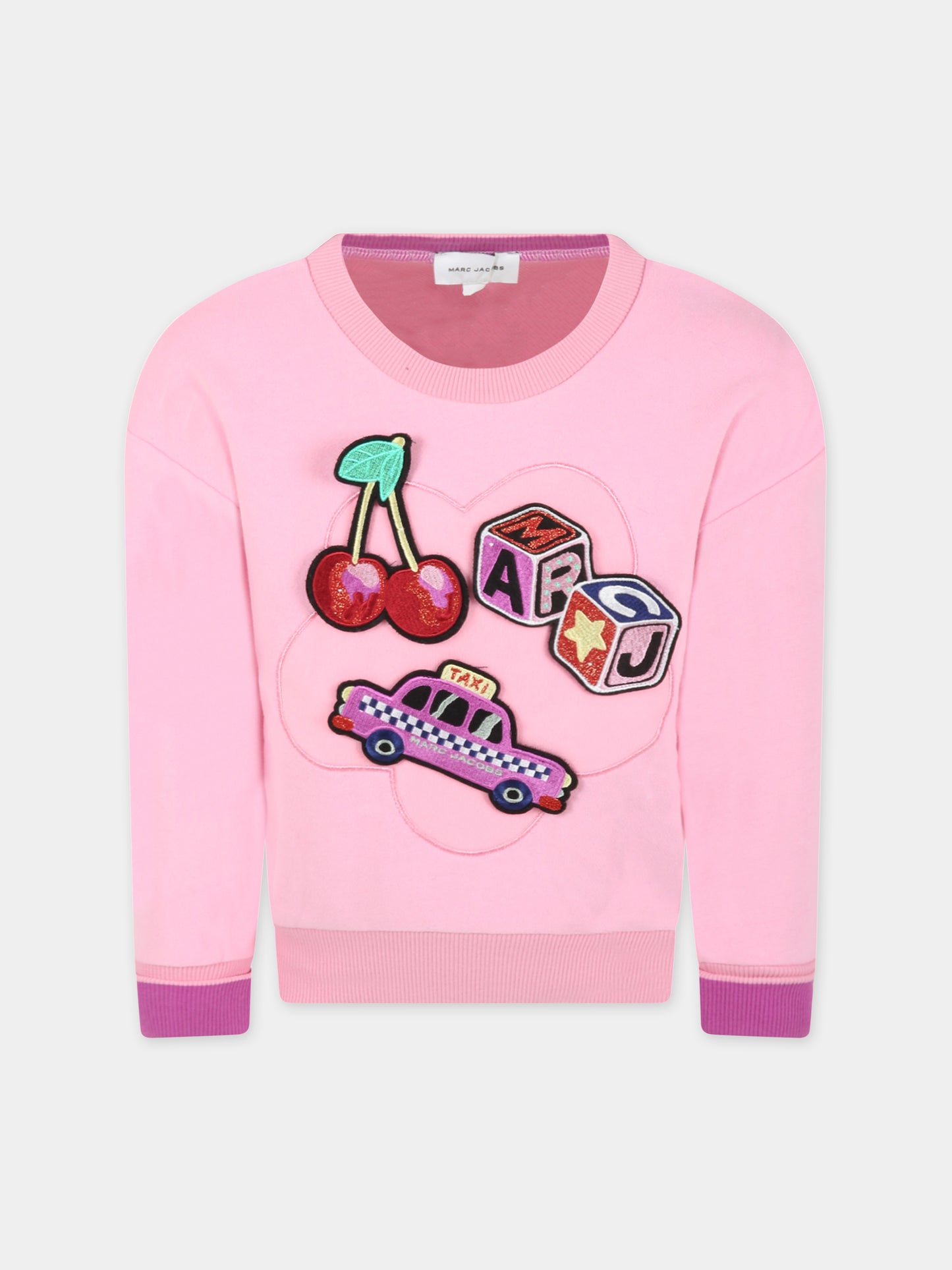 Felpa rosa per bambina con patch removibili,Little Marc Jacobs,W15635 465