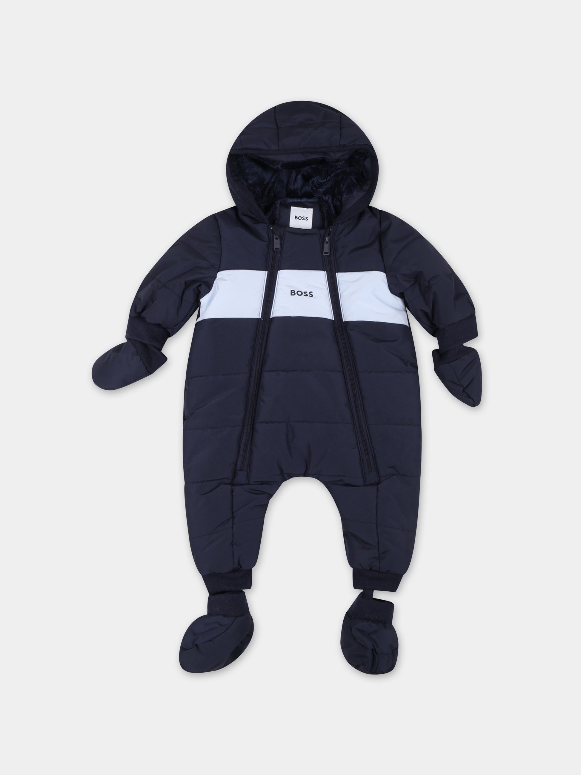 Tuta blu per neonato con logo,Hugo Boss,J96100 849