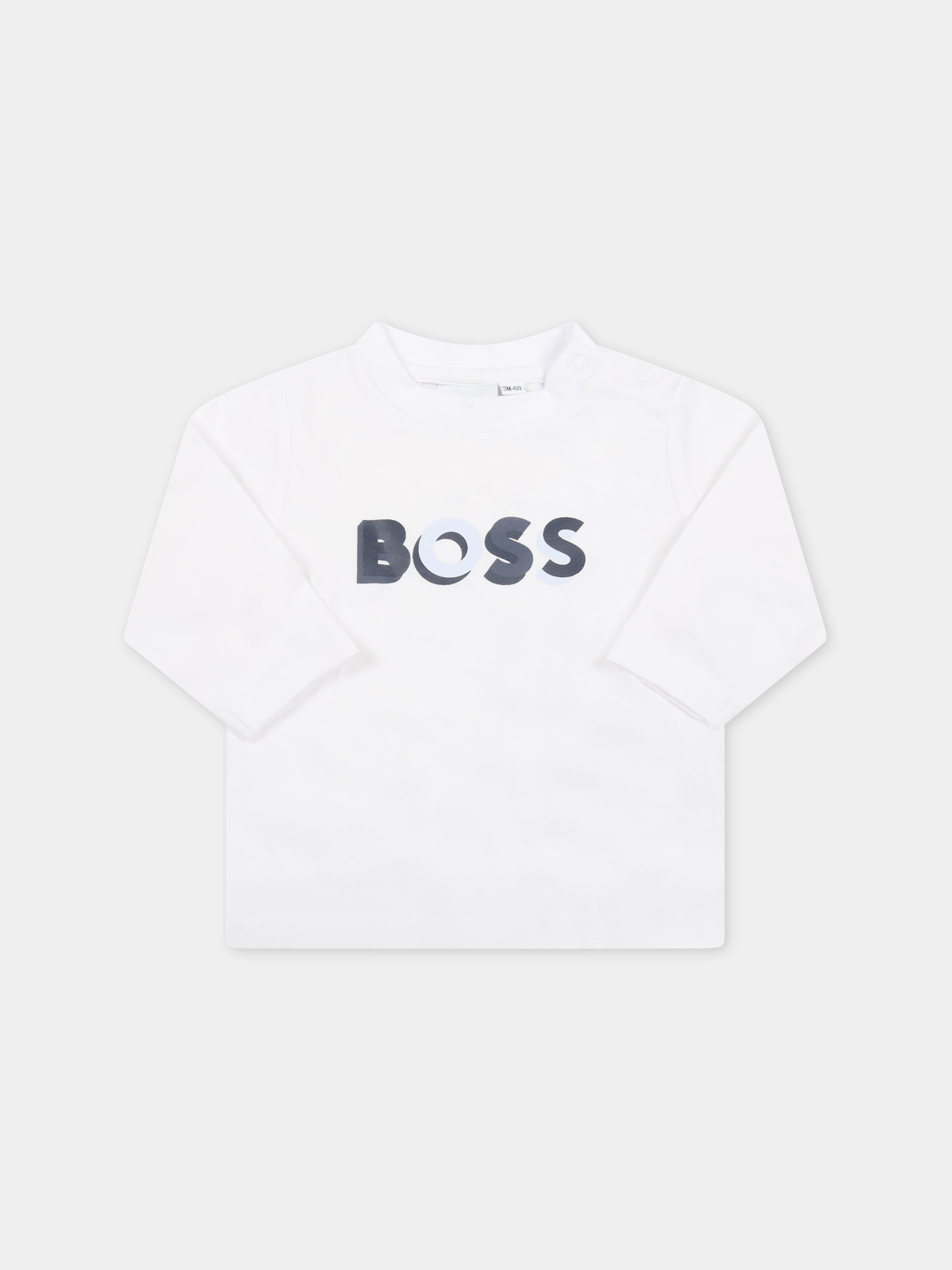 Tuta blu per neonato con logo,Hugo Boss,J98369 849