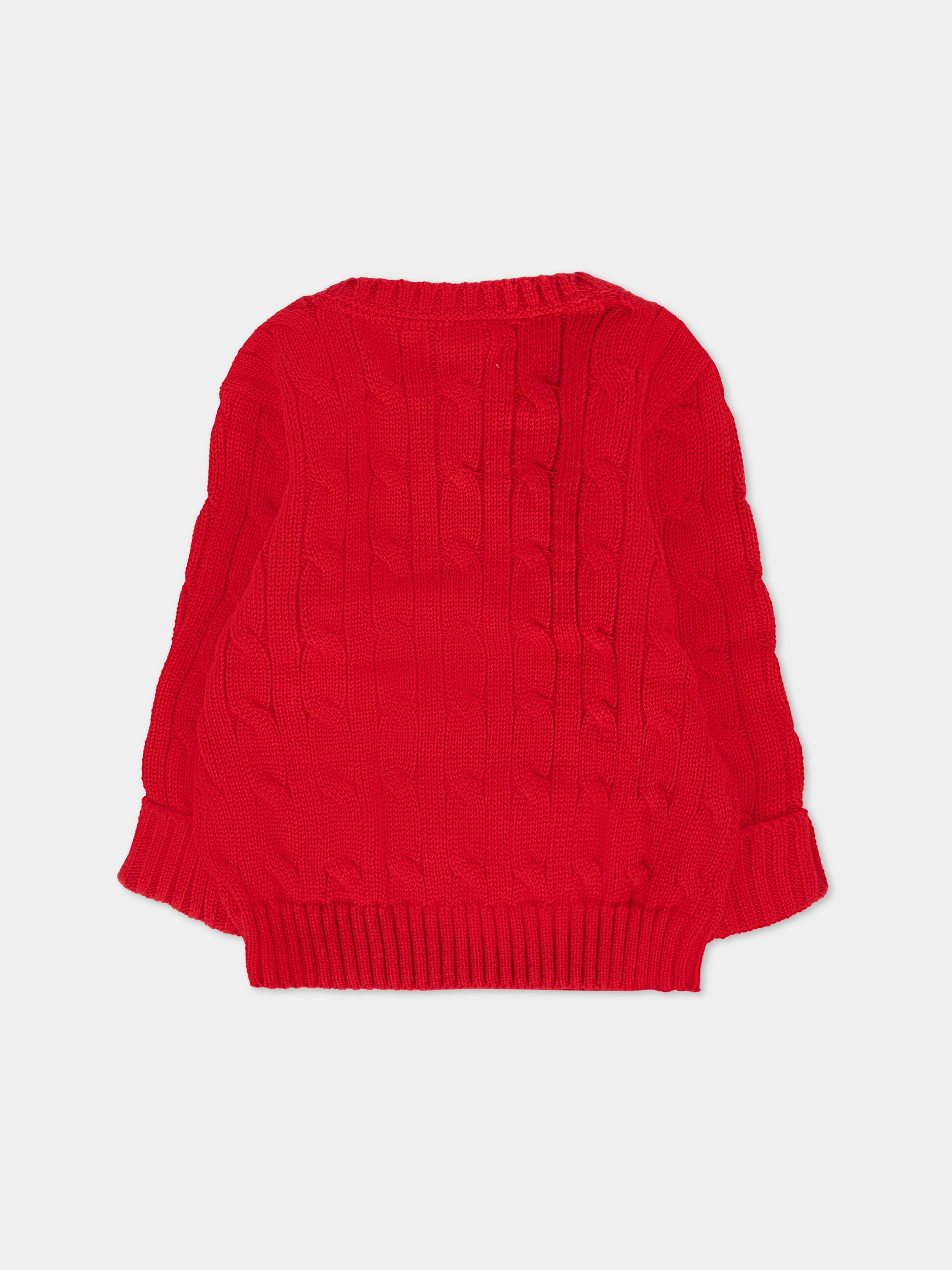 Maglione rosso per neonato con cavallino blu,Ralph Lauren Kids,702674042