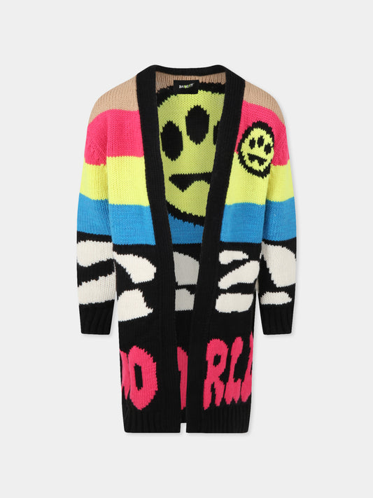 Cardigan nero per bambina con smile,Barrow,032144 200
