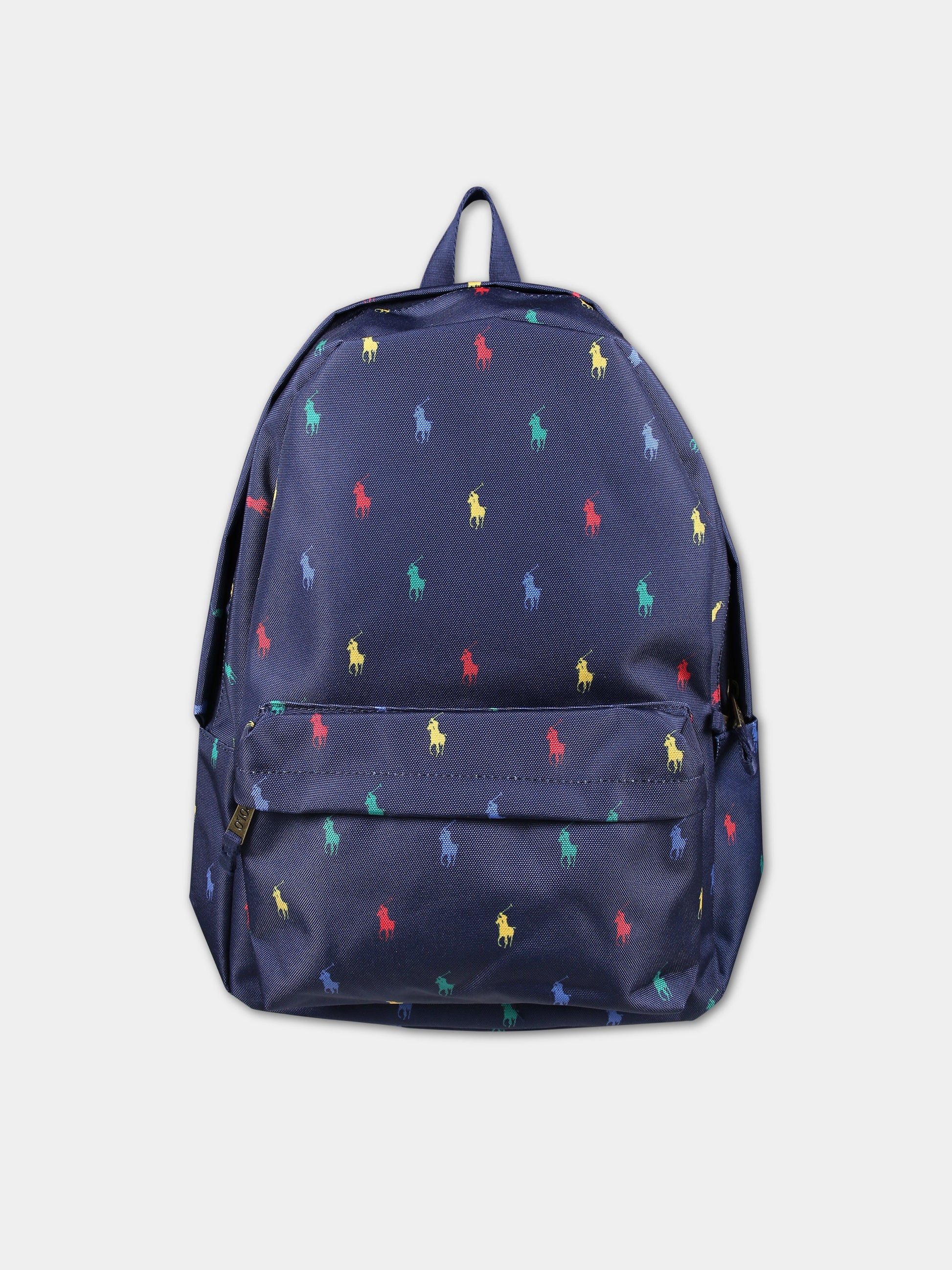 Zaino blu per bambini con cavallini,Ralph Lauren Kids,RL9AR048 9AR048 BCV