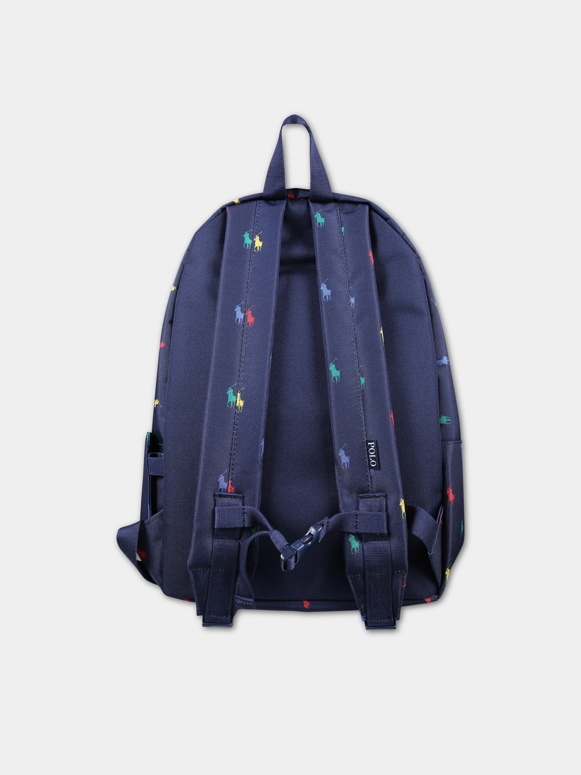Zaino blu per bambini con cavallini,Ralph Lauren Kids,RL9AR048 9AR048 BCV