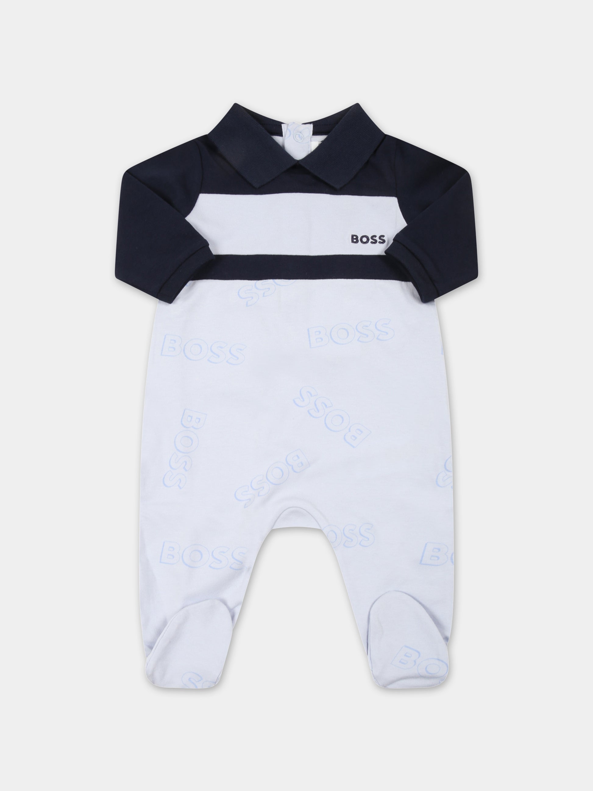 Set celeste per neonato con loghi,Hugo Boss,J98374 771