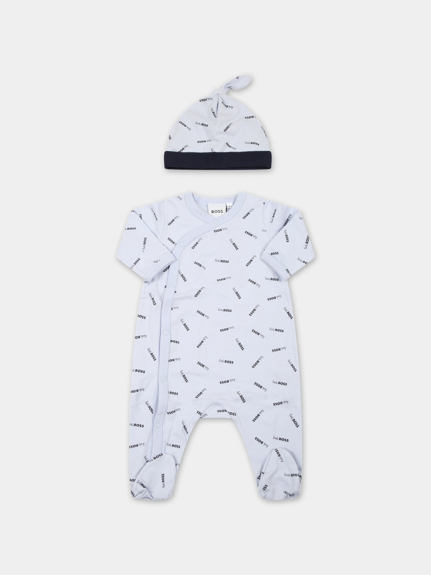 Set celeste per neonato con loghi,Hugo Boss,J98377 771