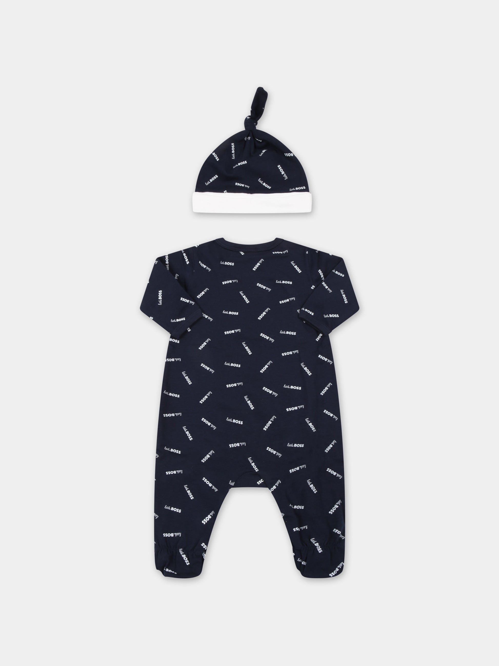 Set blu per neonato con loghi,Hugo Boss,J98377 849