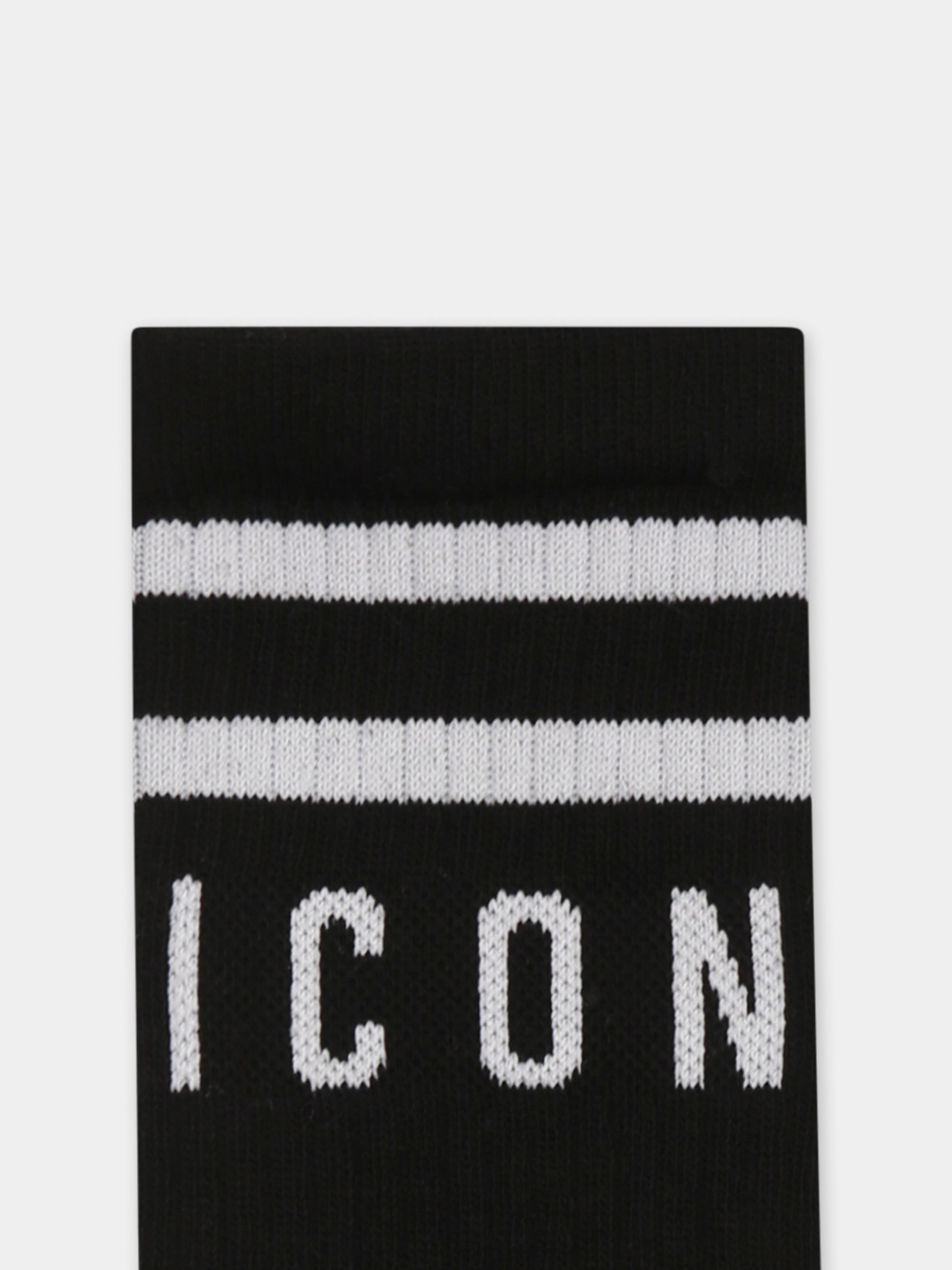 Calze nere per bambino con logo bianco,Dsquared2,DQ1035 D00WI DQ900