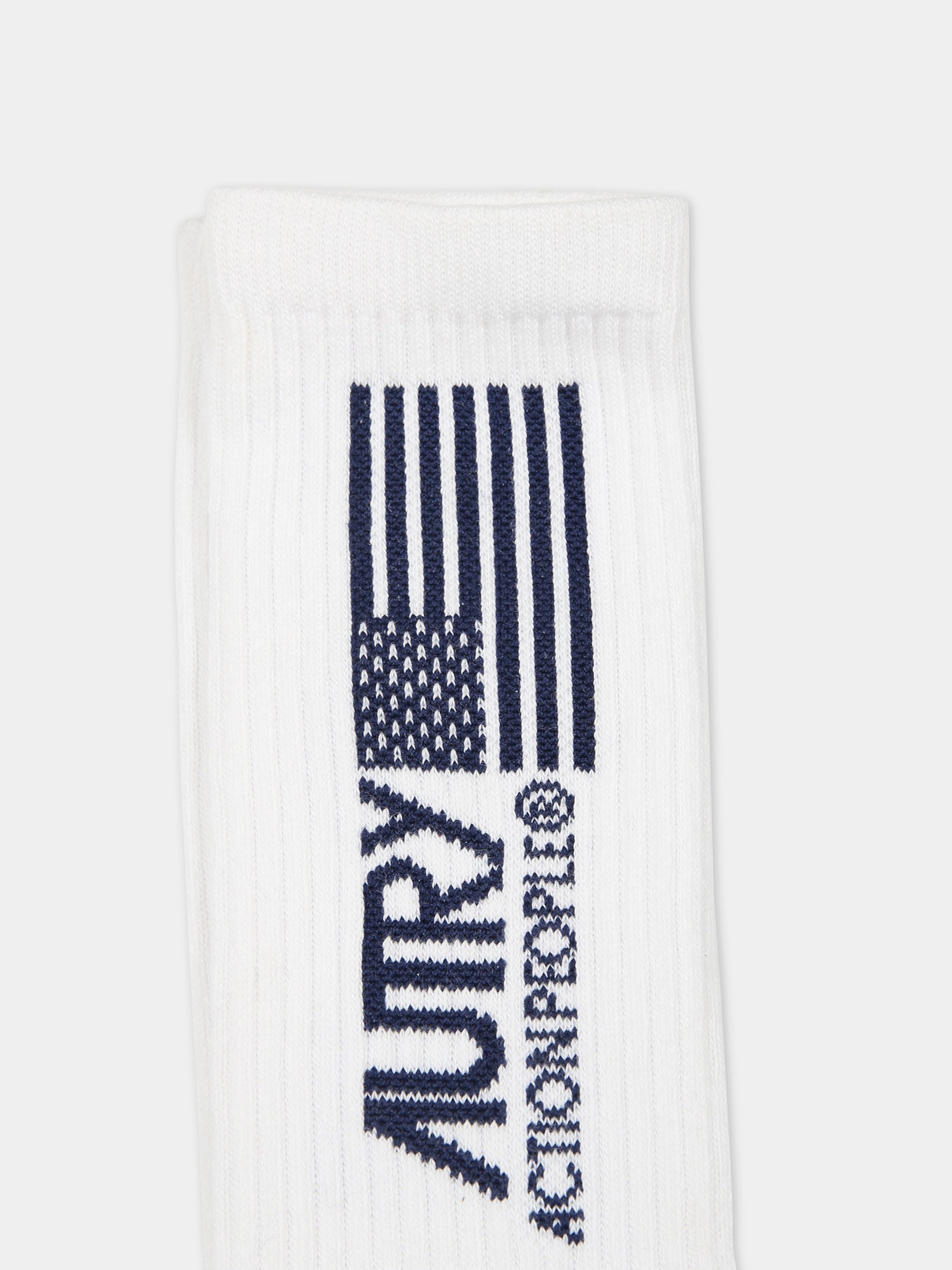 Calze bianche per bambini con logo blu,Autry,KOAK 01WB