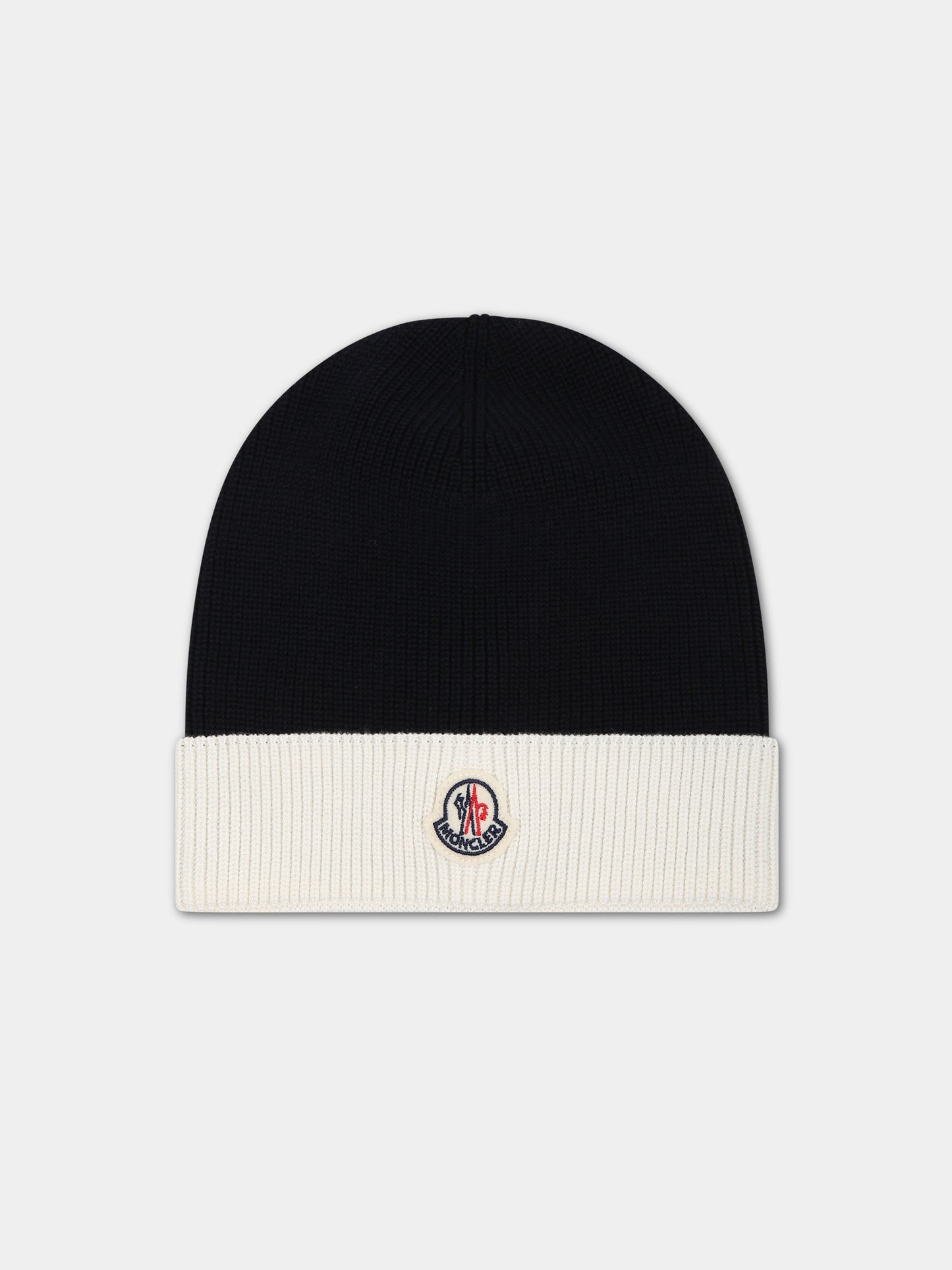 Berretto blu per neonati con logo,Moncler Kids,951 3B00002 M1367 P70