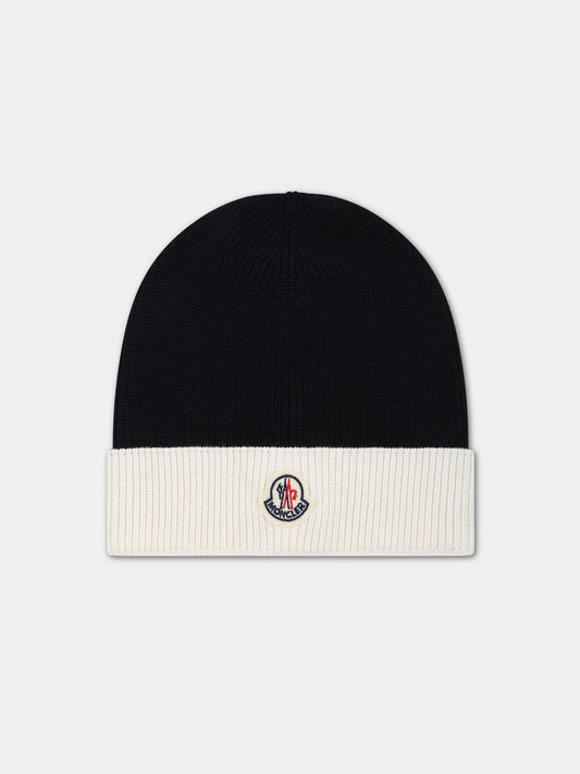 Berretto blu per neonati con logo,Moncler Kids,951 3B00002 M1367 P70