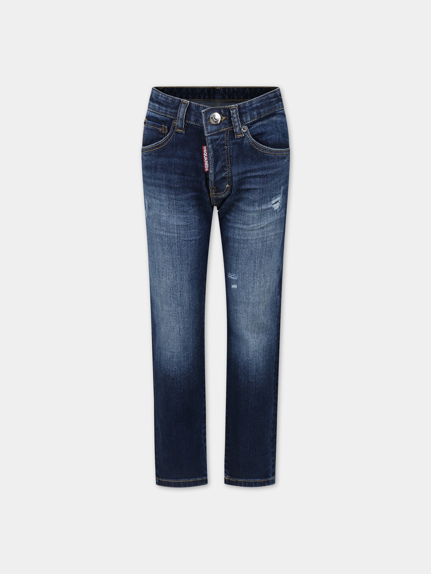 Jeans blu per bambino con patch logato,Dsquared2,DQ0731 D0A4M D2P438U DQ01