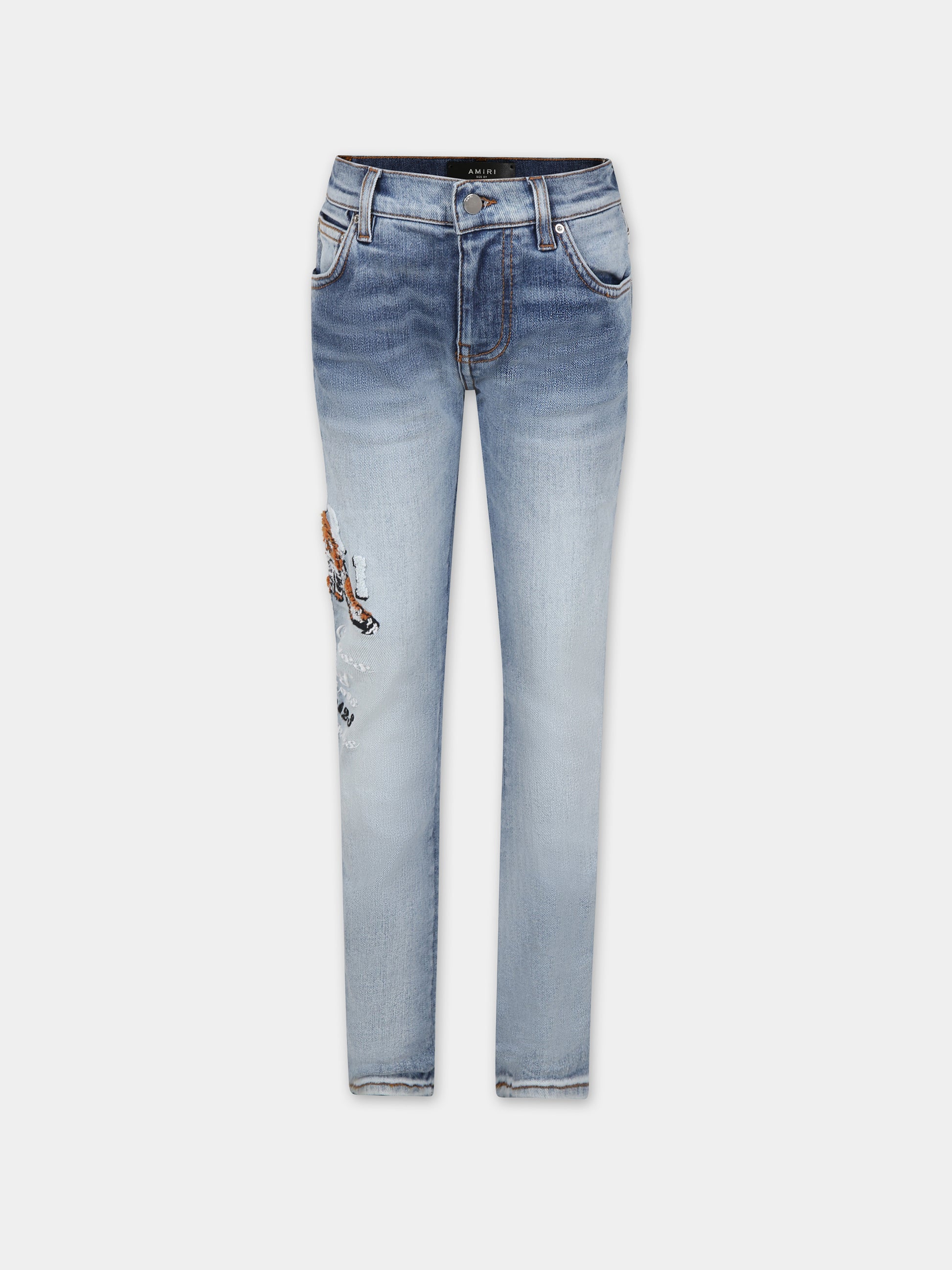 Jeans blu per bambini con tigre e logo,Amiri,PF23KSD004 765