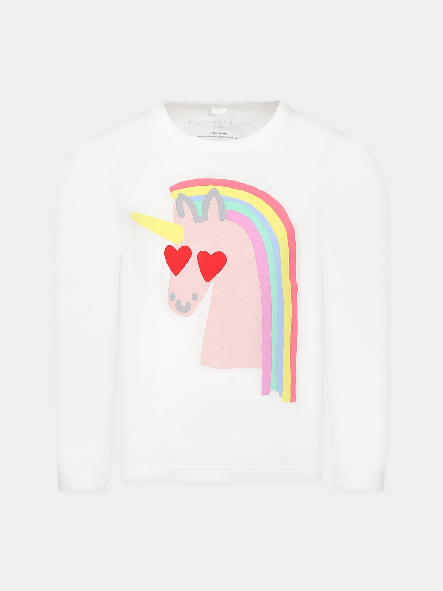 T.-shirt bianca per bambina con unicorno,Stella Mccartney Kids,TT8B00 Z0434 101