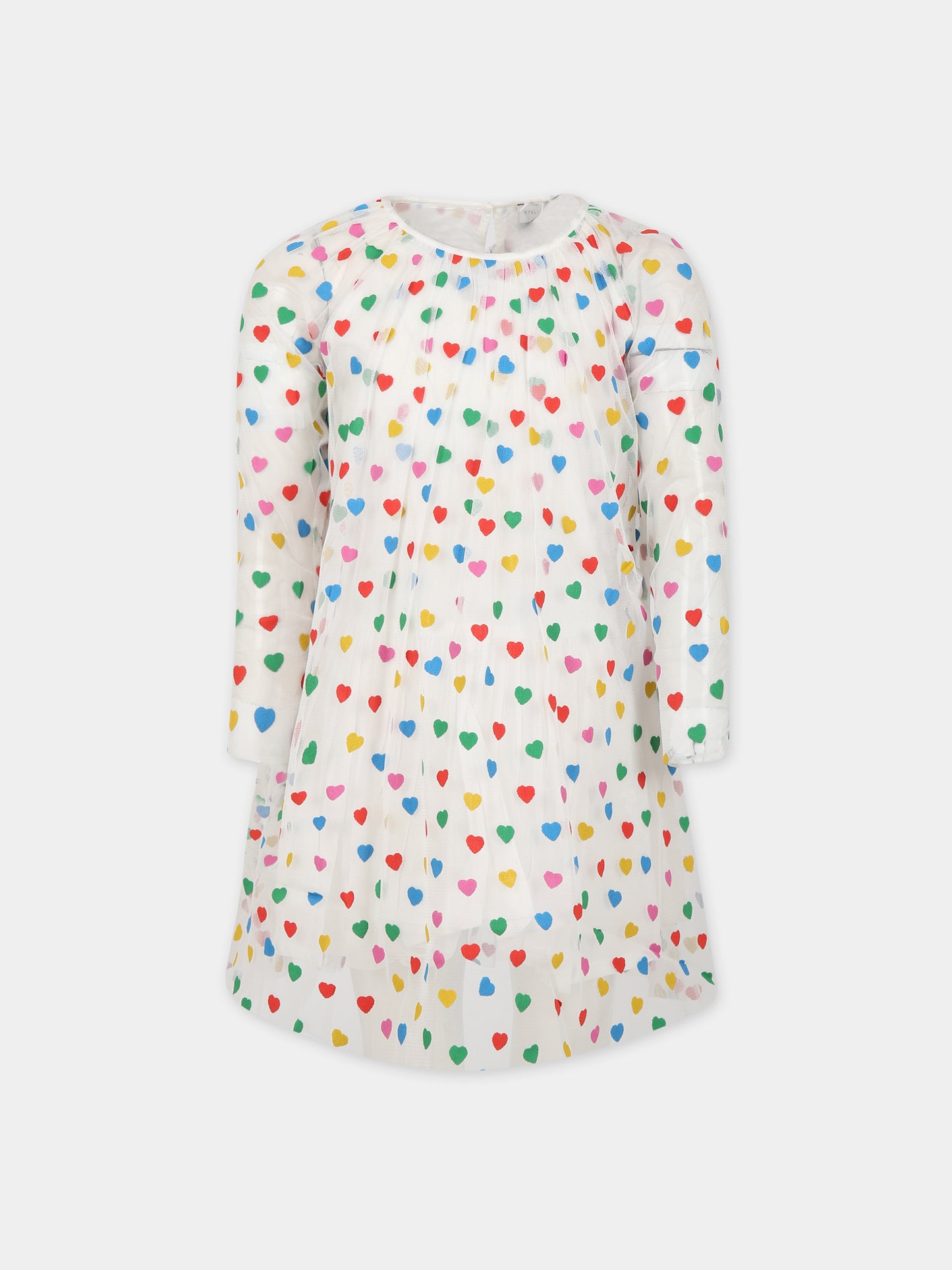 Vestito bianco per neonata con stampa cuori,Stella Mccartney Kids,TT1F20 Z1308 101MC