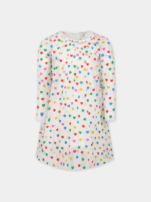 Vestito bianco per neonata con stampa cuori,Stella Mccartney Kids,TT1F20 Z1308 101MC