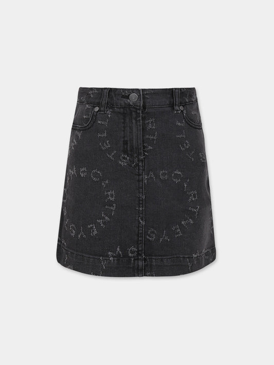 Gonna denim casual nera per bambina,Stella Mccartney Kids,TT7B11 Z0153 930