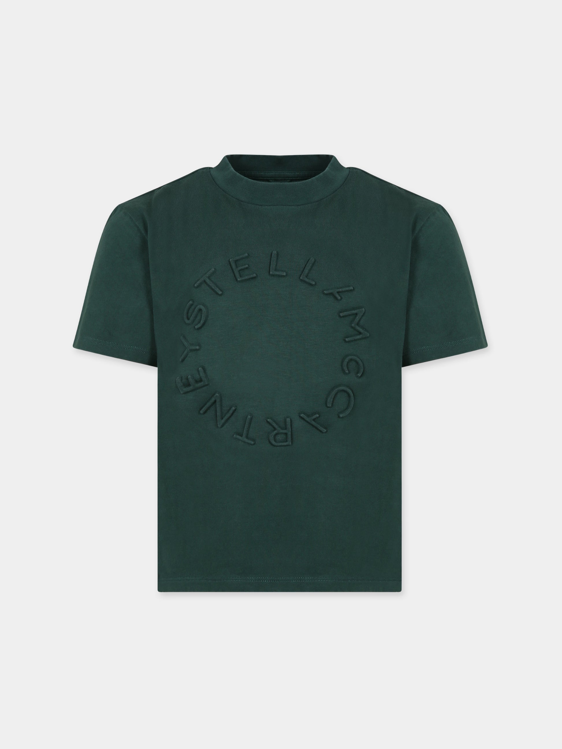 T-shirt verde per bambino con logo,Stella Mccartney Kids,TT8S71 Z0434 719